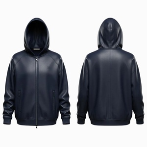 Classic Custom Leather <b>Hoodies</b> Set Winter Fashion Men's Suede Plain Dyed Fleece Casual Jackets Digital Printing Vintage - Product Image 6