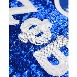 100 algodón Zeta Phi Beta hermandad lentejuelas bordadas letras griegas camiseta azul real brillo griego vida ropa moda camisa - Product Image 5