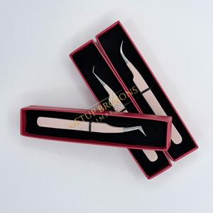 Pinzas para Extensión de Pestañas Getup Brosons Impex de Acero Inoxidable, Punta Curva para Aislamiento Suave, Recubrimiento en Polvo Color Nude, Antiestáticas - Product Image 3