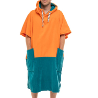 Poncho de plage en coton imperméable à capuche pour homme adulte, séchage rapide, écologique, serviette de change, peignoir, parka, couleur unie, luxe