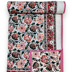 ผ้านวมลายชนเผ่าวินเทจผ้าคอตตอนหรูหราพิมพ์ลายดอกไม้คลุมเตียงเย็บด้วยมืองานผ้าฝ้าย100% ทันสมัยซักได้สำหรับโรงแรม - Product Image 1