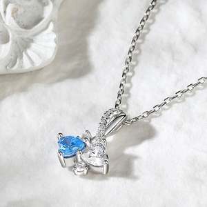 Jeulia Heart to Heart Two Stone Heart Cut Sterling Silver Necklace - Product Image 6