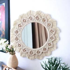 Modern Bohemian Eco-friendly Macrame Wall <b>Hanging</b> Decorative <b>Mirror</b> Tapestry for Birthday Wall Decoration - Product Image 2