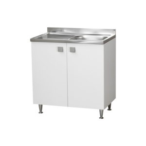 Mobile Lavello Cucina in Acciaio Inox, Vasca Singola, Finitura Spazzolata, 80x50x87 cm, per Uso Alberghiero - Product Image 2