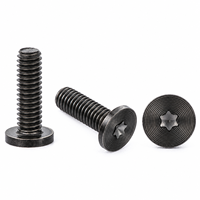 Sekrup Torx Kepala Rendah Mikro Kustom Bulat M0.8 M1 Baja Tahan Karat Hitam Pola CD Produsen Sekrup untuk Peralatan Presisi