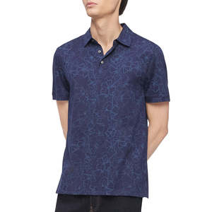Camicia da Uomo Calvin Klein Blu Marittimo, Taglia Grande, Manica Corta, Stampa Floreale Integrale, Tessuto Oxford Traspirante - Product Image 1