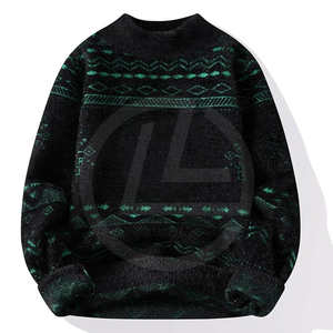 Pull à col rond en mohair surdimensionné pour homme, hiver, anti-froissement, respirant, durable, avec motif - Product Image 4