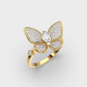 Bague en diamant pavé en forme de papillon 2.20 carats ronde et coupe marquise bague de fiançailles en diamant cultivé en laboratoire cadeaux d'anniversaire pour elle - Product Image 5