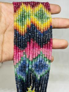 สร้อยคอหินธรรมชาติทรงเหลี่ยมหลายเหลี่ยม ขนาด 3.5 มม.-4.0 มม. ความยาว 22 นิ้ว 9 เส้น หลากสี - Product Image 3