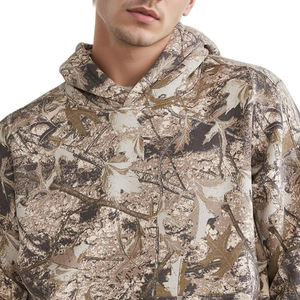 Sweat à capuche oversize confortable unisexe en tissu peigné 100% coton, imprimé camouflage jungle, automne - Product Image 4