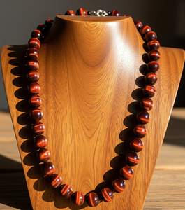 Tendance collier perlé oeil de tigre rouge unisexe 18 pouces argent 925 serrure noué à la main Design accessoire de mode à la mode cadeau - Product Image 2