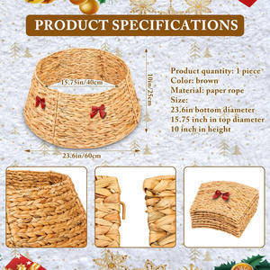 Falda para Árbol de Navidad de Jacinto de Agua, Decoración para el Hogar, Tejida a Mano, Base de Mimbre, Decoración, Venta al por Mayor de Fábrica, OEM, ODM - Product Image 6