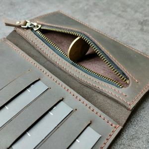 Titulaire de la carte de crédit vintage poche en cuir mince pour les affaires longue longueur de portefeuille avec motif uni LWW-0104 - Product Image 2