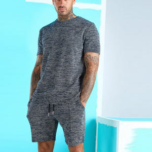 Conjunto de Dos Piezas de Primera Calidad, Personalizable, Primaveral, Informal para Hombre, Transpirable, de Lona, Poliéster/Algodón, Camiseta y Pantalones Cortos, 300g - Product Image 1