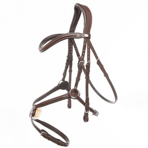 Nosebanda de brida mexicana de caballo ecuestre con accesorios Sier de acero inoxidable acolchados suaves ajustables en ambos lados hechos de cuero - Product Image 2