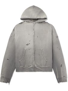 OEM Vintage desgastado 100% algodón de punto lavado invierno rasgado Sudadera con capucha de los hombres sudaderas con capucha conjuntos bordados XL - Product Image 4