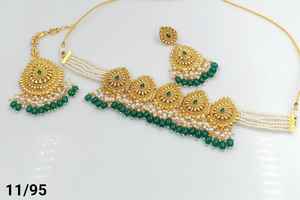 JOYERÍA DE COBRE TRADICIONAL Y DE MODA INDIA CONJUNTO DE JOYERÍA DE BODA NOVIA PARA MUJER CONJUNTO DE PENDIENTES Y COLLAR - Product Image 3