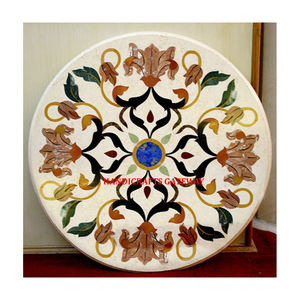 Table à café et à manger moderne luxueuse en marbre blanc incrusté dessus de salon décoration but maison hôtels ensembles de table à manger - Product Image 1