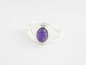 Anillo Unisex de Plata de Ley 925 con Amatista Natural Ovalada, Hecho a Mano, Piedra de Nacimiento de Febrero, Anillo de Compromiso - Product Image 3