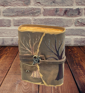 Cuaderno de tapa dura encuadernado en papel vintage al por mayor cubierta de piel auténtica árbol vida Deckle borde sombras hilo costura - Product Image 6