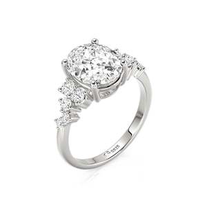 Jeulia Sterling <b>Silver</b> Oval Cut Moissanite Engagement <b>Ring</b> Fashionable <b>Solitaire</b> Inlay - Product Image 2