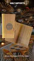 Porte-menu en cuir tanné avec vis en laiton doré, logo gravé au laser, bois de manguier de qualité supérieure, idéal pour les hôtels et restaurants