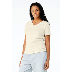 Femmes audacieuses sur mesure col en v T-Shirts toile légère de haute qualité respirant à la mode décontracté déclaration hauts en gros - Product Image 6