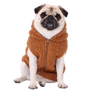 Caramel Sherpa Dog Jacket Soft Fleece Zip Vest Warm Cozy Winter Pet Outerwear for Small and Medium Dogs - Product Image 1