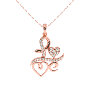 AJRETAIL Pendentif en diamant de 0.24 carats Design de l'écriture d'amour doré avec une couleur élevée et une clarté VS-SI Plaqué or et or blanc - Product Image 1