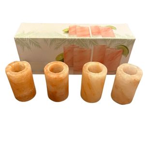 Barra de vidrio de tequila tallada en sal rosa del Himalaya que sirve esencial para Tequila de Lima o mezcal natural hecho a mano - Product Image 1