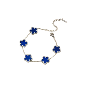 Brazalete de Plata 925 de Lujo con Flores de Ágata Multicolor, Brazalete de Plata 925 con Flores de Ágata a la Moda - Product Image 1