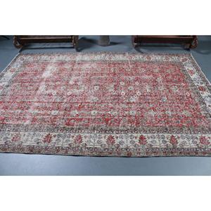 Tapis de 5,8 x 9,2 pieds, grand tapis turc vintage, tapis en laine rouge - Product Image 3