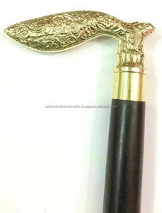 Belle conception canne à canne en bois canne à bois 100% en bois avec poignée décorative en laiton usage quotidien hommes et femmes 36" - Product Image 5