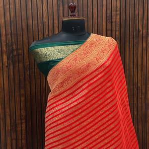 ผ้าส่าหรีผ้าไหมแท้ที่มีขนาดใหญ่หรูหราเหมาะสำหรับงานแต่งงานงานปาร์ตี้และงานเฉลิมฉลอง - Product Image 5