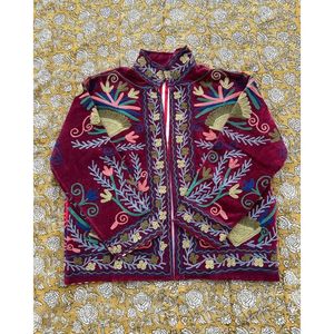 Veste matelassée réversible pour femme avec broderie Suzani, style universitaire bohème, coque en cuir, personnalisable avec logo, pour l'automne et le printemps - Product Image 4