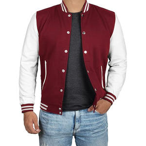 Veste bomber en laine brodée de style universitaire pour hommes, hip-hop, toile décontractée, variété - Product Image 1