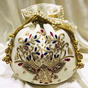 Handmade Designer Ethnic Silk <b>Potli</b> Batua <b>Bag</b> - Product Image 1