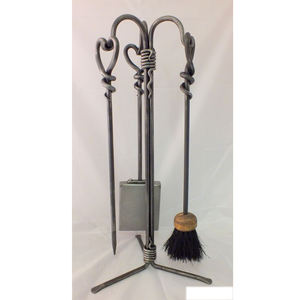 Metal Copper Antique Fireplace Tool Set Heavy Duty, Metal Fire Set with Poker, <b>Shovel</b>, Tongs, Brush, Stand for Indoor & Outdoor - Product Image 2