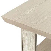 Table basse rectangulaire moderne Michael Amini Lotus Bay en bois de sable avec métal brossé