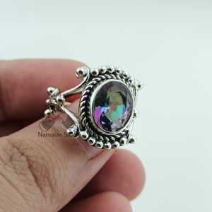 Mystic Topaz Oval Handmade <b>Statement</b> <b>Ring</b> for Women Sterling Silver Gemstone Jewelry for Birthday Anniversary Christmas - Product Image 4