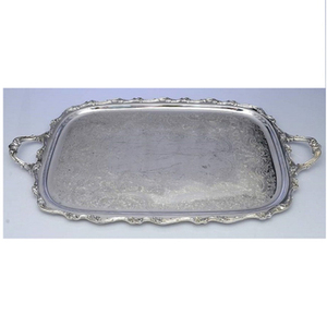 ถาดเสิร์ฟขนมอลูมิเนียมสีเงินสุดหรูพร้อมดีไซน์นูนสำหรับงานรับประทานอาหารและงานแต่งงานที่บ้าน - Product Image 1