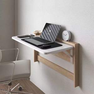 Invisible Modern <b>Wall</b>-Mounted <b>Folding</b> Wooden Paneling Storage Desk with Durable Wood Surface for School Computer Use - Product Image 4