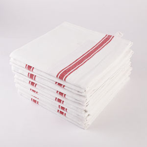 Serviette de cuisine en coton recyclé Vintage Strips en rouge pour la cuisine de golf - Product Image 4