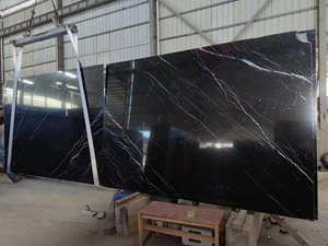 Nero <span class=keywords><strong>Marquina</strong></span> ubin lembaran marmer hitam dipoles batu bertautan alami yang digunting untuk lantai, pelapis dinding atas meja - Product Image 2