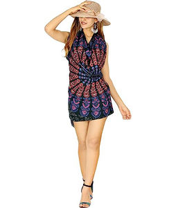 Vente chaude femmes une pièce plage maillot de bain couvrir imprimé Mandala paon et rayé Plaid léopard Bikini paréo Wrap - Product Image 5