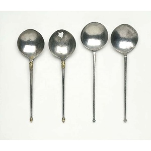 ชุดช้อนกาแฟสแตนเลสขัดเงาโลหะแกะสลักยาวด้ามจับนูนดีไซน์ซุปสลัด - Product Image 3