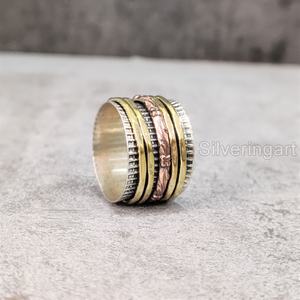 Anillo de meditación con banda giratoria, anillo de pulgar de Plata de Ley 925 para mujer, joyería hecha a mano, anillo giratorio de ansiedad navideña para hombre - Product Image 5