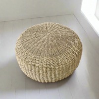 Tabouret fonctionnel en herbe de mer, chaise pour salon, salle d'entrée, siège, pouf tissé à la main en fibre d'herbe de mer
