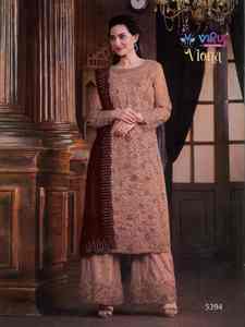 ชุดแต่งกายเทศกาลพิเศษชุดเล่นซอลวาร์ตาข่ายผีเสื้อขนาดใหญ่ชุดแต่งกายด้วยการปักรหัสและลำดับกลิตเตอร์ผู้ส่งออกจากอินเดีย - Product Image 3