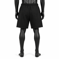 Shorts décontractés surdimensionnés pour hommes, noirs, style streetwear, en coton molletonné, avec imprimé graphique, taille élastique, personnalisables OEM/ODM